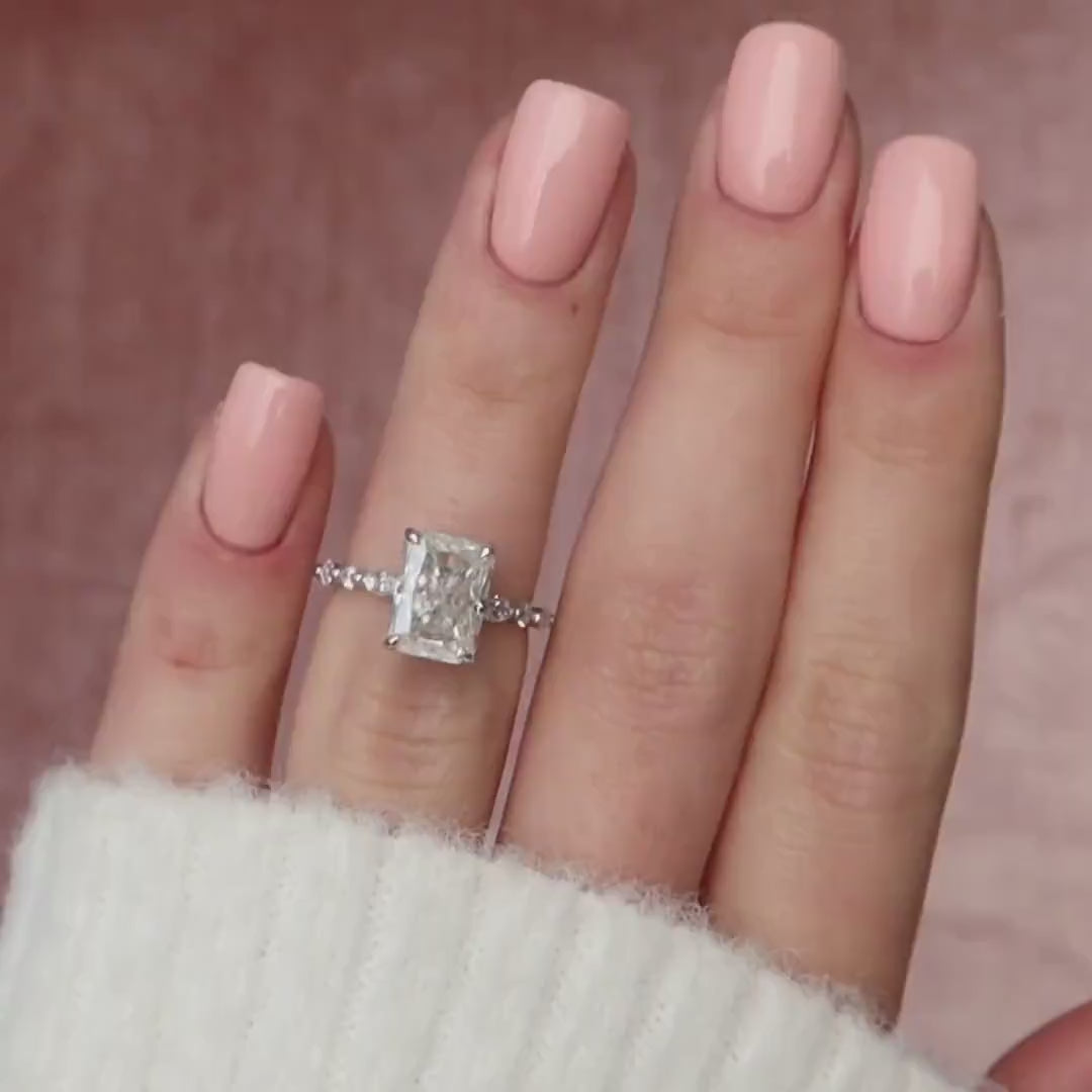 1.50 - 3.50 CT Radiant Pave Setting Moissanite Engagement Ring